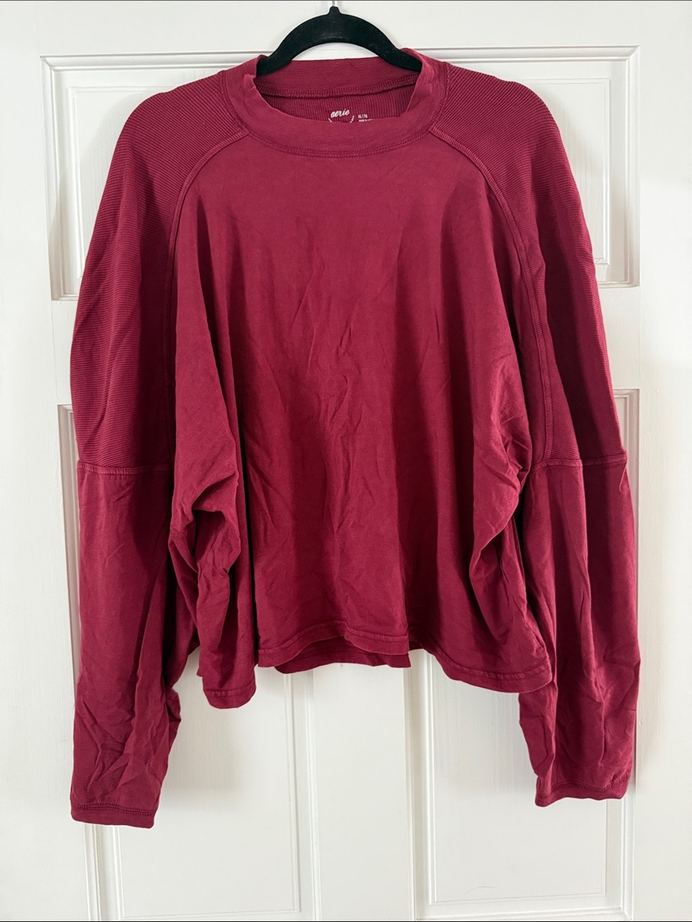 Aerie Women's Long Sleeve Crewneck Pullover - Deep Burgundy